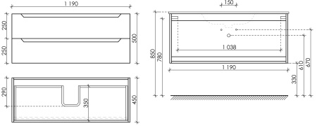 Тумба под раковину Sancos  Norma 2.0 NR2.120-1W белый глянец
